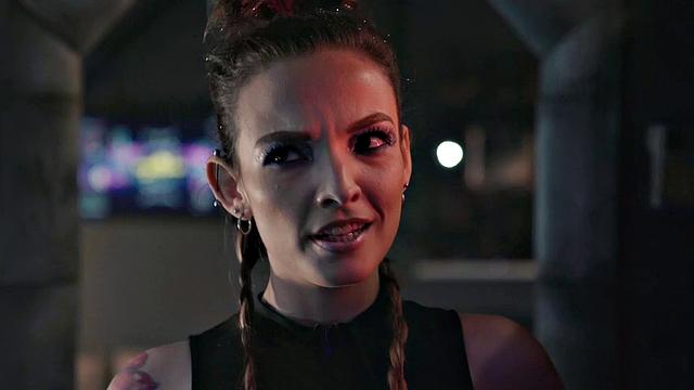 Interracial cowgirl action with a skinny black babe and a smile on her face