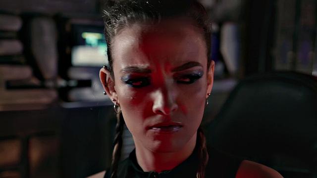 Interracial cowgirl action with a skinny black babe and a smile on her face