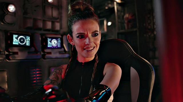 Interracial cowgirl action with a skinny black babe and a smile on her face