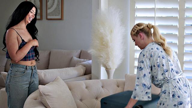 ADULT TIME - Shy Lesbian Serene Siren Loses Virginity To Best Friend's Stepmom Holly Day!