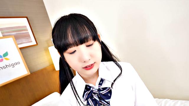 Rin Nanba comes back in a cute uniform to show off her sweet hairy