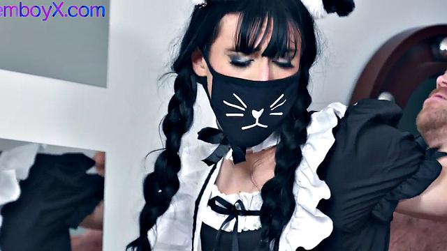 Maid uniform roseboy fucked in kitchen by hunk