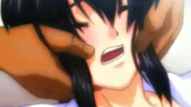 Brunette schoolgirl with glasses gets groped & fucked by a group of men in anime & cartoon style