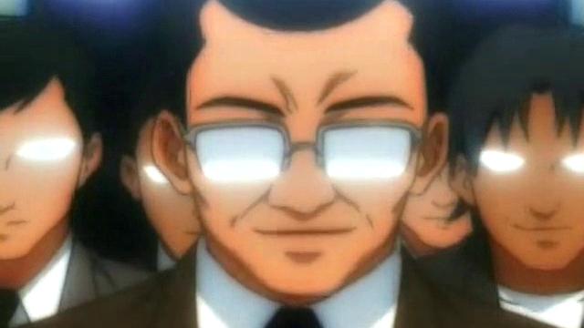 Brunette schoolgirl with glasses gets groped & fucked by a group of men in anime & cartoon style