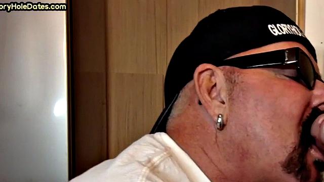 Gloryhole DILF spoils cock in homemade closeup sucking