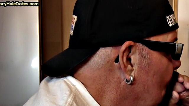 Gloryhole DILF spoils cock in homemade closeup sucking