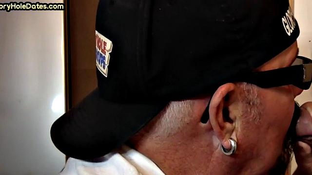 Gloryhole DILF spoils cock in homemade closeup sucking