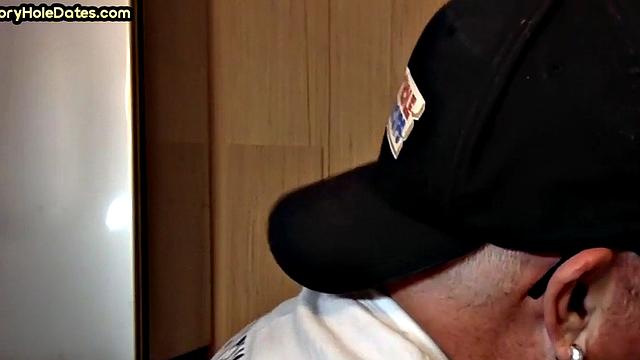 Gloryhole DILF spoils cock in homemade closeup sucking