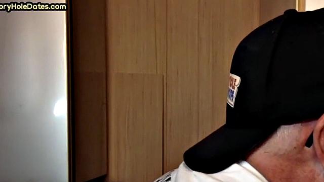 Gloryhole DILF spoils cock in homemade closeup sucking