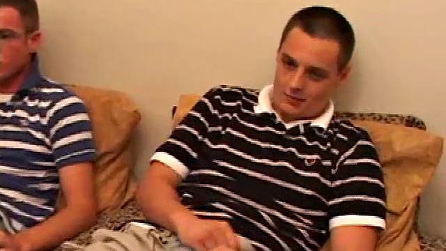 Gunner Raines is about to jerk off, when Brayden Stone sits next to him and starts stroking his cock. As the boys comment on the girl in the video, Brayden shares that he's never done anything with a guy before.