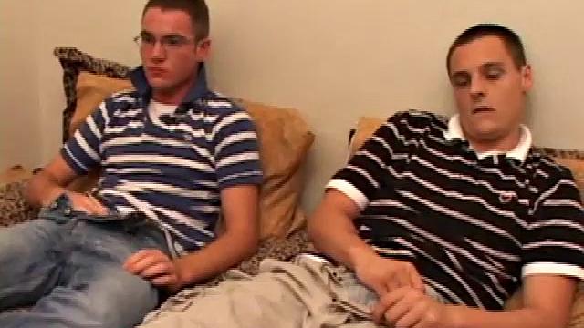 Gunner Raines is about to jerk off, when Brayden Stone sits next to him and starts stroking his cock. As the boys comment on the girl in the video, Brayden shares that he's never done anything with a guy before.