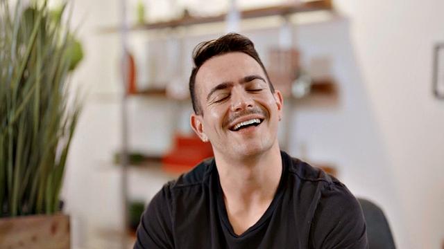 Eager jock solo masturbating in room