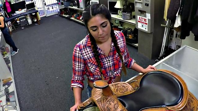 Office babe with pierced tits gets her ass drilled for her pledges' good behavior