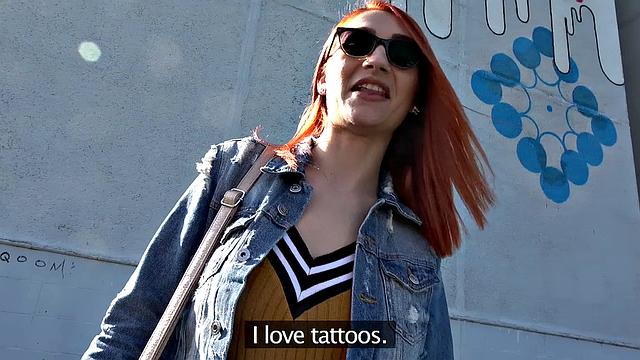 Tattooed Redhead Fucks for Cash