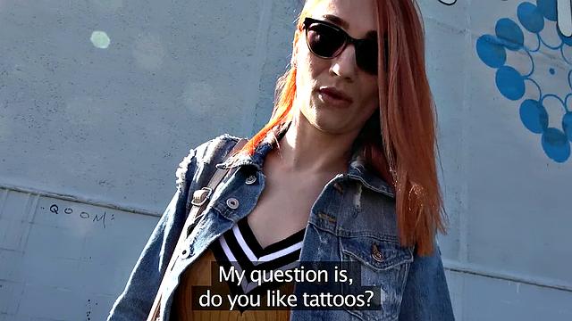 Tattooed Redhead Fucks for Cash
