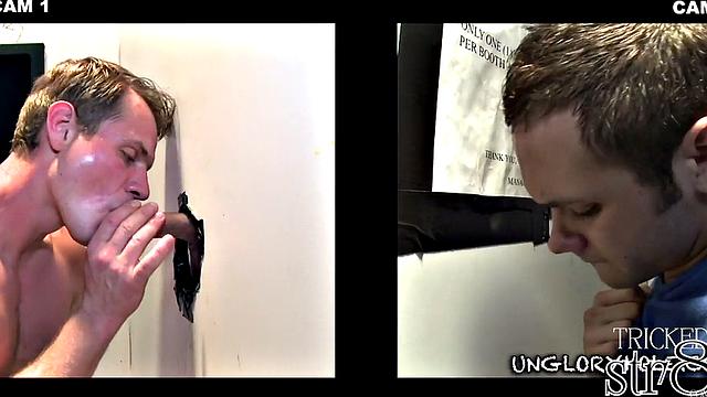 Straight gloryhole user fooled by stud