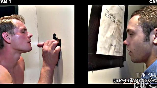 Straight gloryhole user fooled by stud