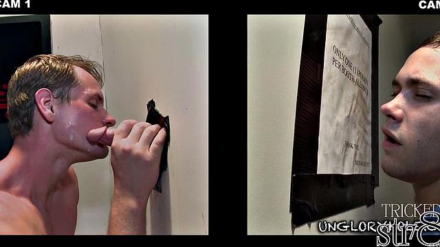 Straight gloryhole user fooled by stud