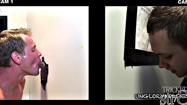 Straight gloryhole user fooled by stud