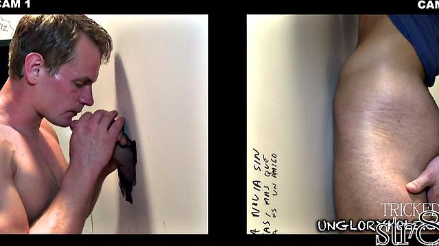 Straight gloryhole user fooled by stud