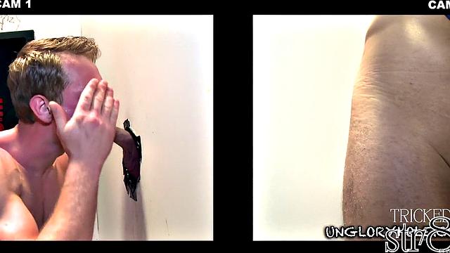 Straight gloryhole user fooled by stud