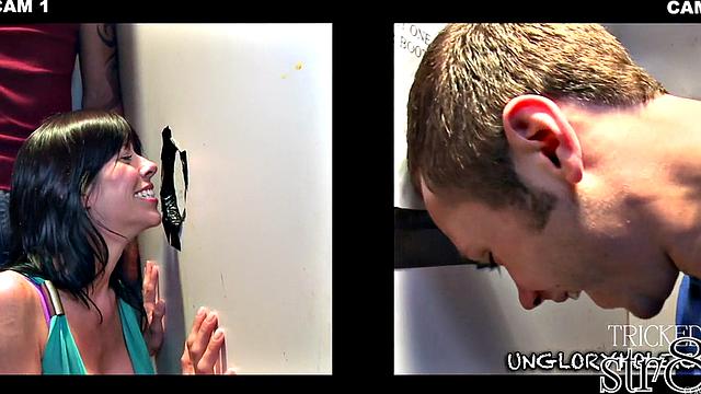 Straight gloryhole user fooled by stud