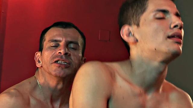 Mature DILF bareback fucks Latin twink in asshole