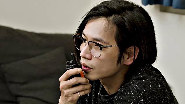 Commercial model Siyu Lin with the director after a long day of work