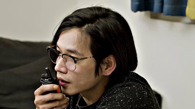 Commercial model Siyu Lin with the director after a long day of work