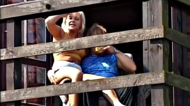Hot busty blonde fucked outdoors on the farm