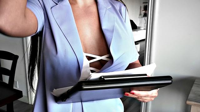 Watch this tattooed Latina babe blow and ride her client's hard cock in the living room