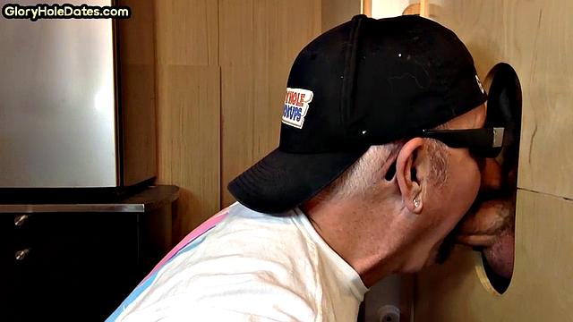 Deepthroating gloryhole DILF throatfucked in homemade fun