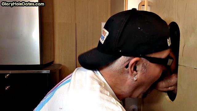 Deepthroating gloryhole DILF throatfucked in homemade fun