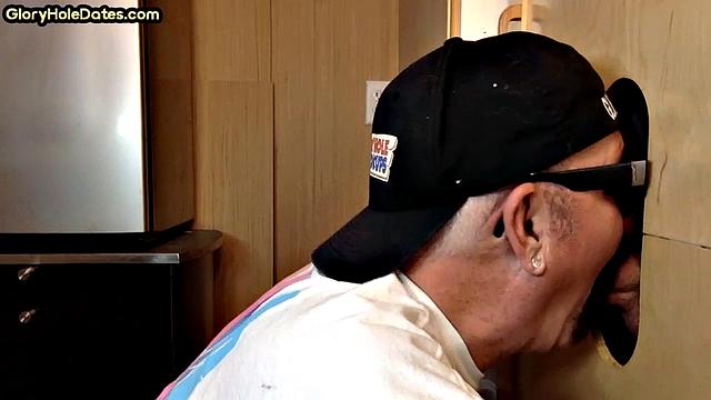 Deepthroating gloryhole DILF throatfucked in homemade fun