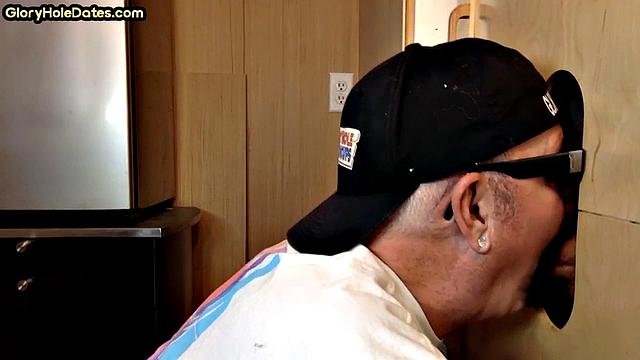 Deepthroating gloryhole DILF throatfucked in homemade fun