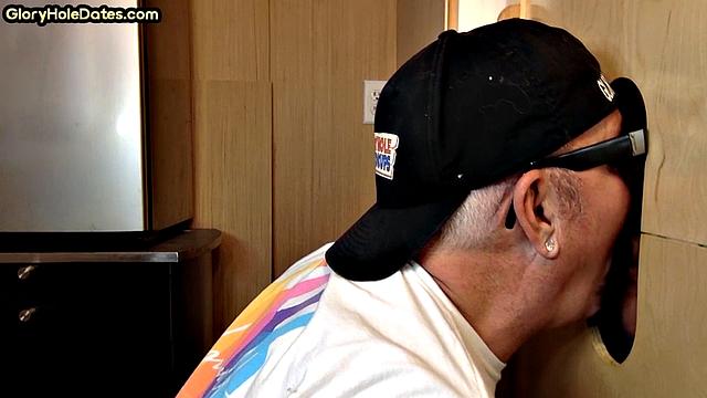 Deepthroating gloryhole DILF throatfucked in homemade fun