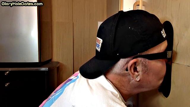 Deepthroating gloryhole DILF throatfucked in homemade fun