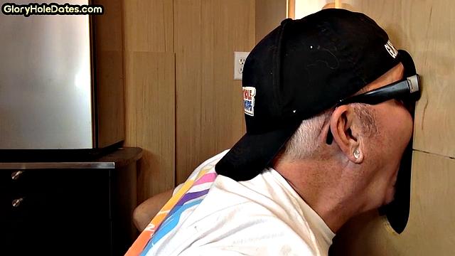 Deepthroating gloryhole DILF throatfucked in homemade fun