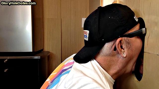 Deepthroating gloryhole DILF throatfucked in homemade fun