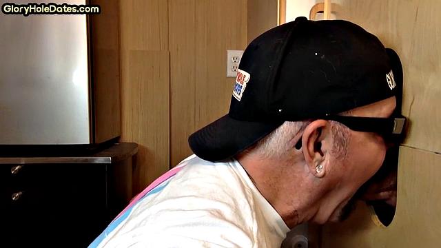 Deepthroating gloryhole DILF throatfucked in homemade fun