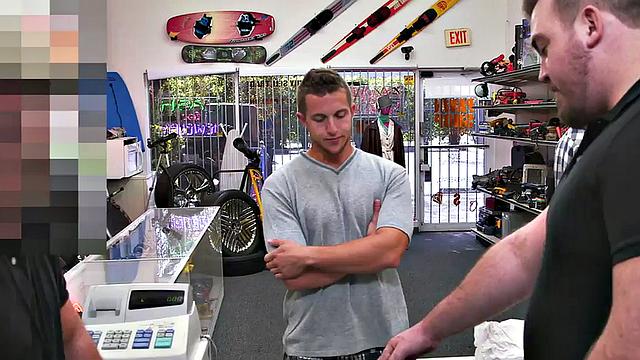 Real pawnshop amateur stud fucked in office