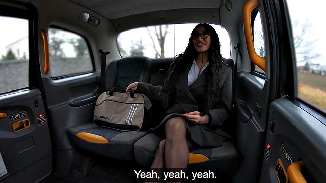 Pierced cab slut fucked in missionary by taxi driver