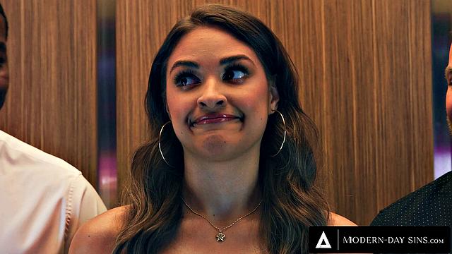 MODERN-DAY SINS - 2 Angry Men Rough Fuck Slutty Girlfriend Gizelle Blanco In Elevator
