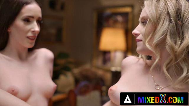 MIXEDX - Perfect Lesbian Threesome With Hot MILF And Her Stepdaughter And Girlfriend