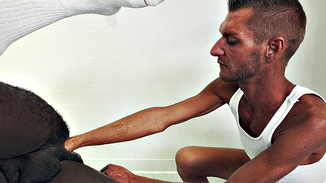 Skinny gay fists Black hairy asshole of his Ebony BF