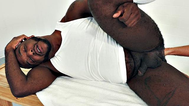 Skinny gay fists Black hairy asshole of his Ebony BF