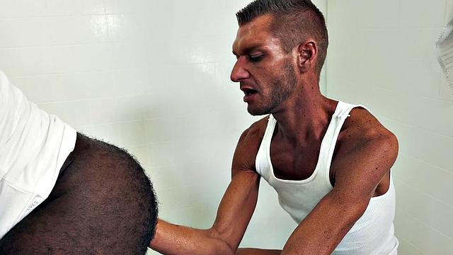 Skinny gay fists Black hairy asshole of his Ebony BF