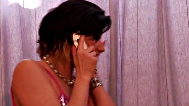 Euro femdom MILF and blonde babe pegging husband