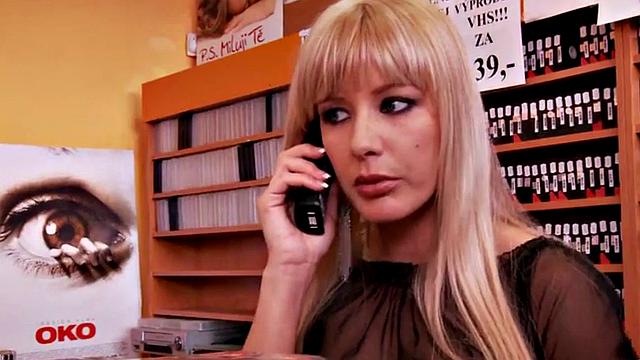 Euro femdom MILF and blonde babe pegging husband