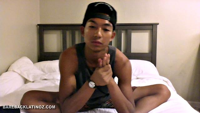 Our featured solo boy of the week is Ricardo, a cute Latin twink with that bad boy look. On the bed, he pulls off his short and uncut dick. A bit of cock play soon has him sporting a boner.